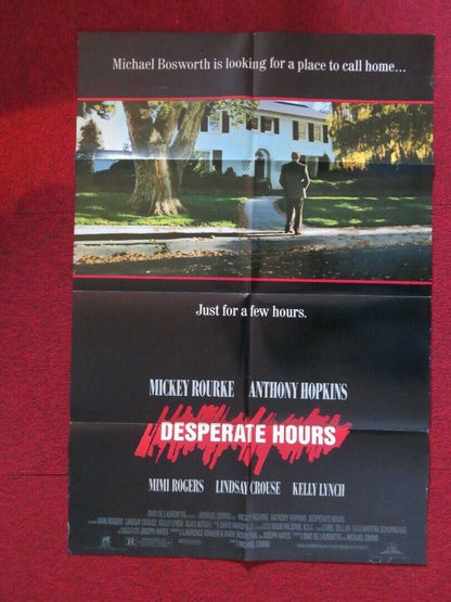 DESPARATE HOURS FOLDED US ONE SHEET POSTER MICKEY ROURKE ANTHONY HOPKINS 1990 Movie posters