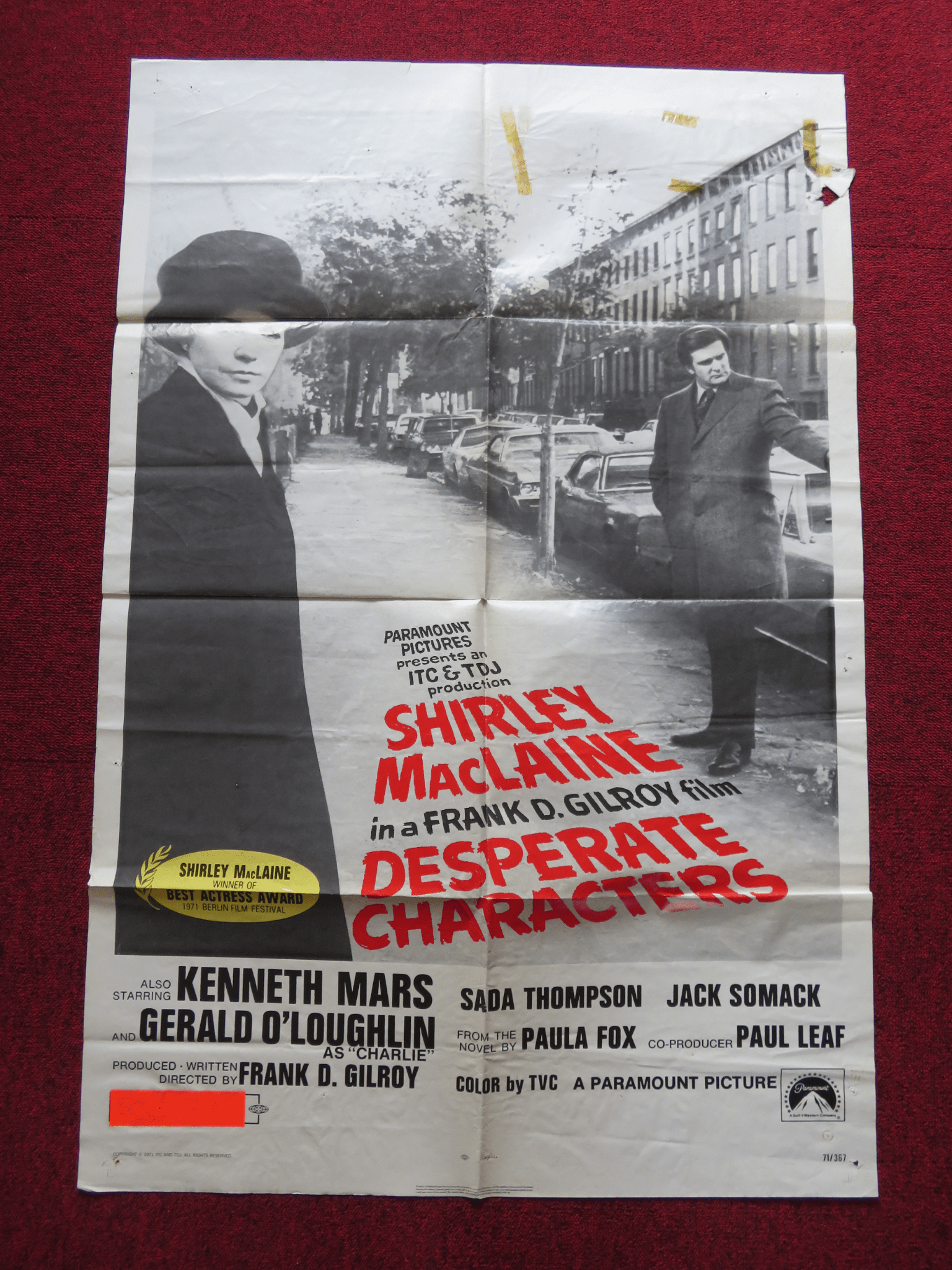 DESPERATE CHARACTERS FOLDED US ONE SHEET POSTER SHIRLEY MACLAINE K.MARS 1971 Rendezvous Cinema Movie posters