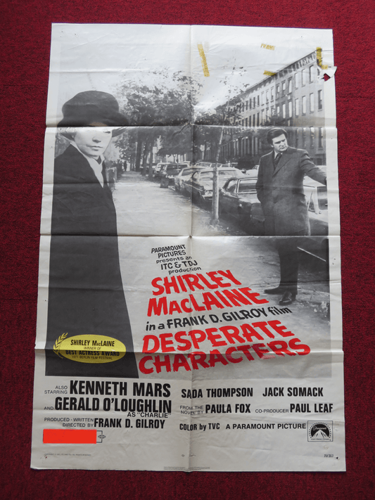 DESPERATE CHARACTERS FOLDED US ONE SHEET POSTER SHIRLEY MACLAINE K.MARS 1971 Rendezvous Cinema Movie posters