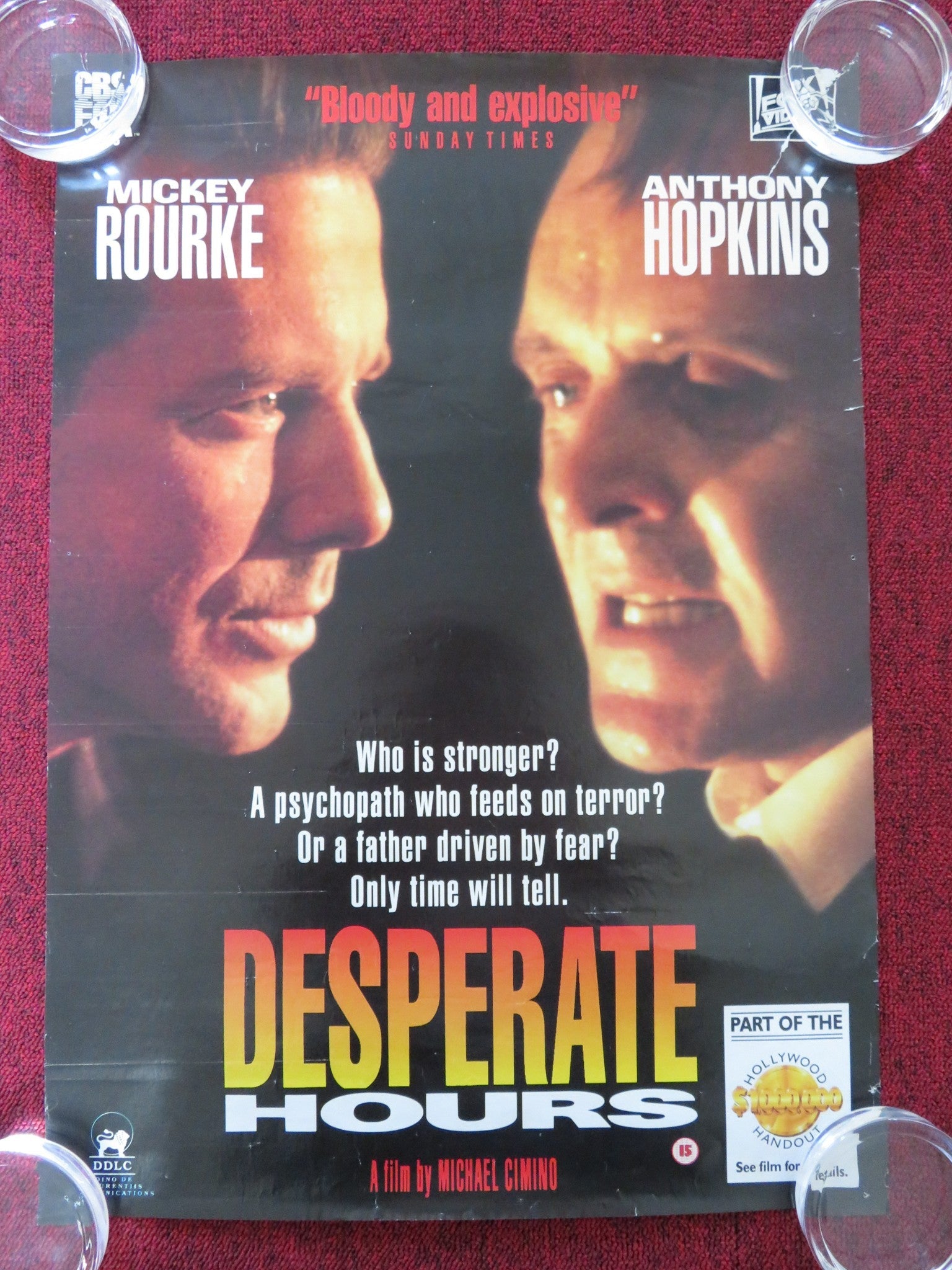 DESPERATE HOURS VHS VIDEO POSTER MICKEY ROURKE ANTHONY HOPKINS 1990 Rendezvous Cinema Movie posters