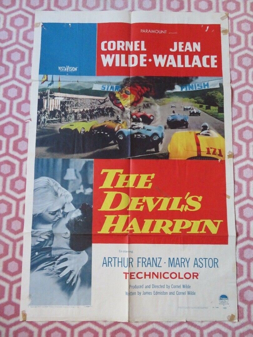 DEVIL HAIRPIN FOLDED US ONE SHEET POSTER CORNEL WILDE JEAN WALLACE 1957 Movie posters
