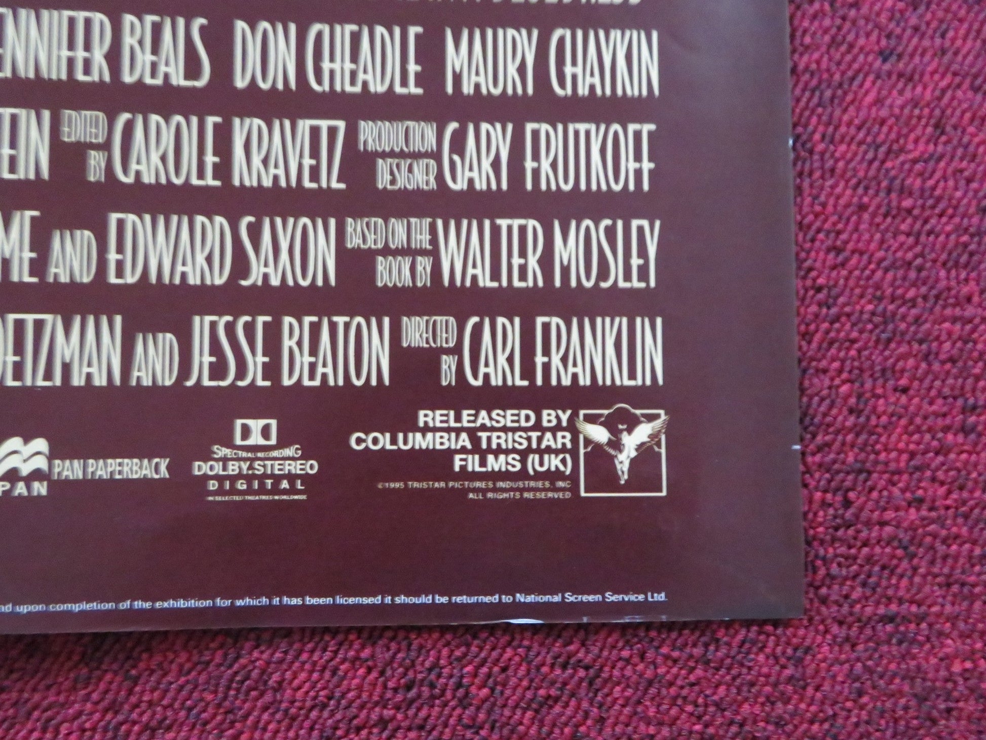 DEVIL IN A BLUE DRESS UK QUAD POSTER FOLDED DENZEL WASHINGTON DON CHEADLE 1995 Rendezvous Cinema Movie posters