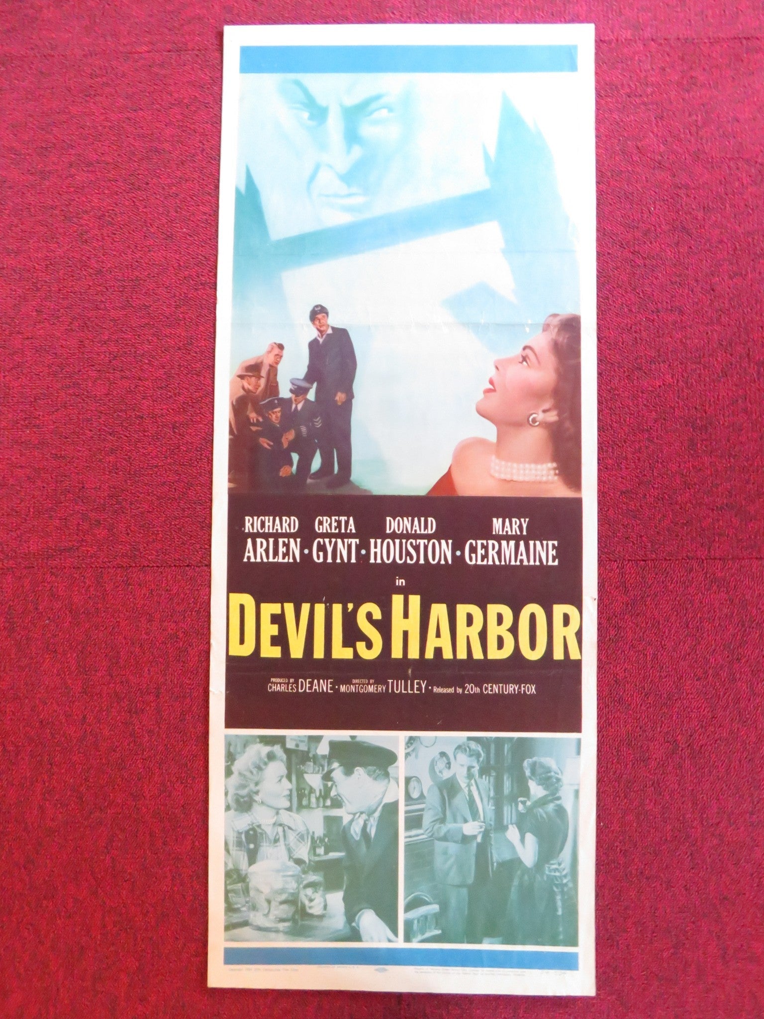 DEVIL'S HARBOR US INSERT (14"x 36") POSTER RICHARD ARLEN GRETA GYNT 1954 Rendezvous Cinema Movie posters