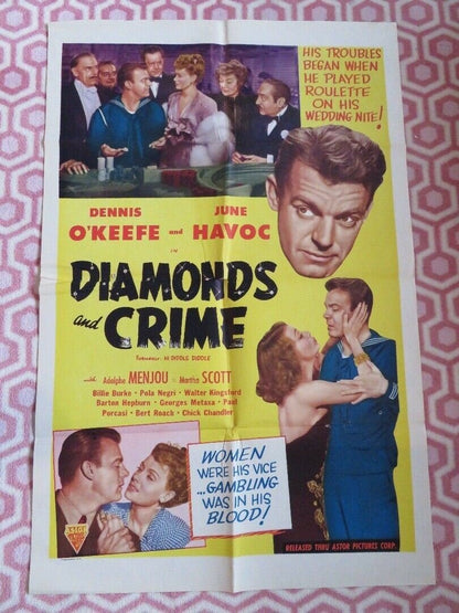 DIAMONDS AND CRIME / Hi Diddle Diddle US ONE SHEET POSTER DENNIS O'KEEFE 1943 - Rendezvous Cinema