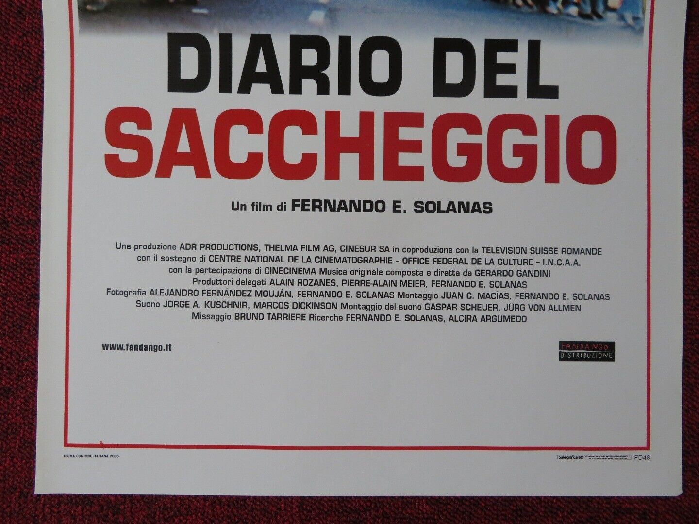 DIARIO DEL SACCHEGGIO ITALIAN LOCANDINA (27.5"x13") POSTER F E. SOLANAS 2004 - Rendezvous Cinema