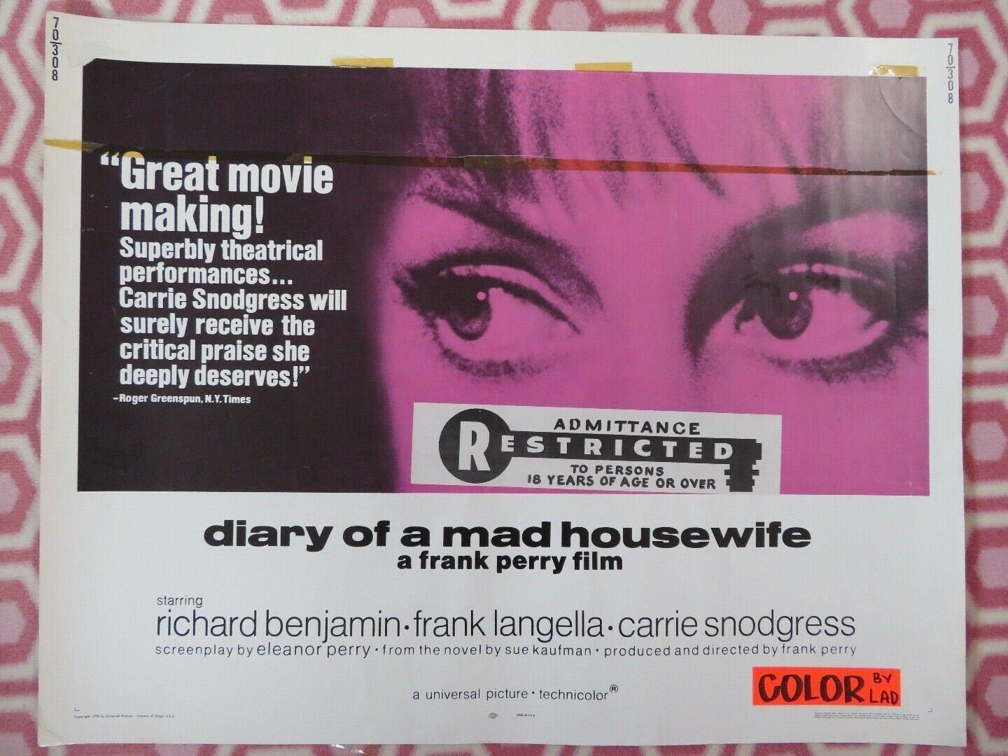 DIARY OF A MAD HOUSEWIFE US HALF SHEET (22"x 28") POSTER RICHARD BENJAMIN 1970 - Rendezvous Cinema