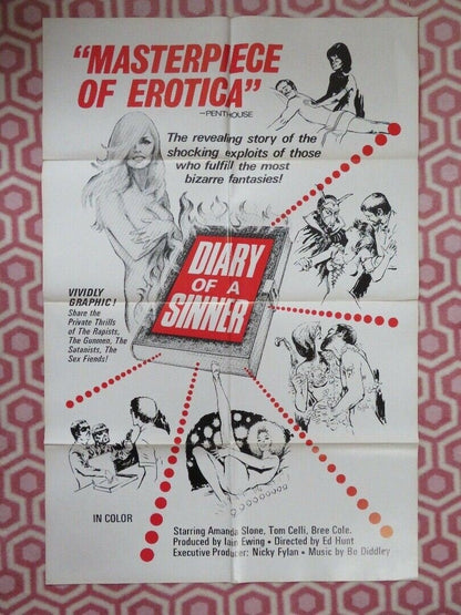DIARY OF A SINNER FOLDED US ONE SHEET POSTER AMANDA SLONE TOM CELLI 1974 - Rendezvous Cinema