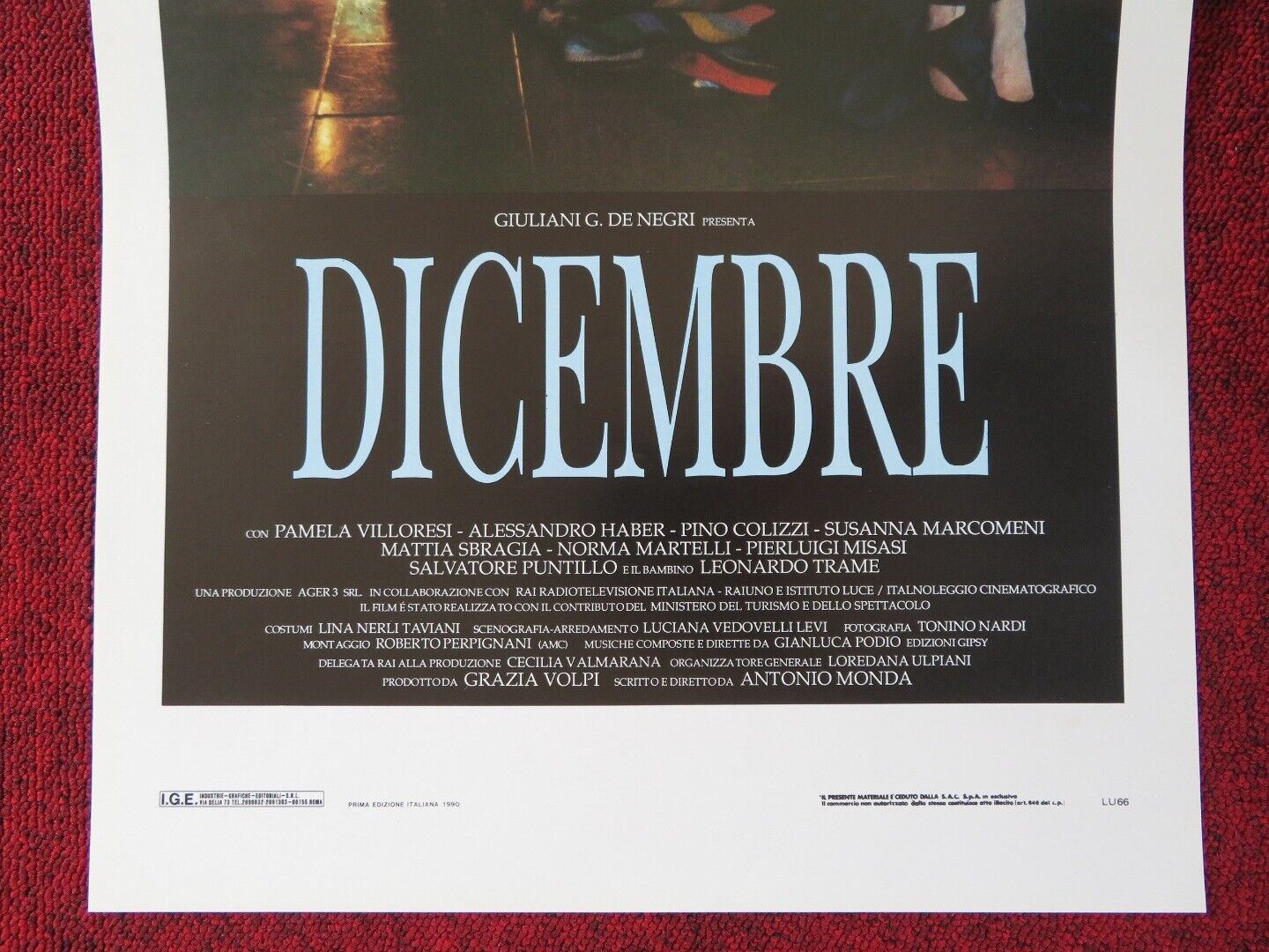 DICEMBRE ITALIAN LOCANDINA (27.5"x13") POSTER PAMELA VILLORESI 1990 Movie posters