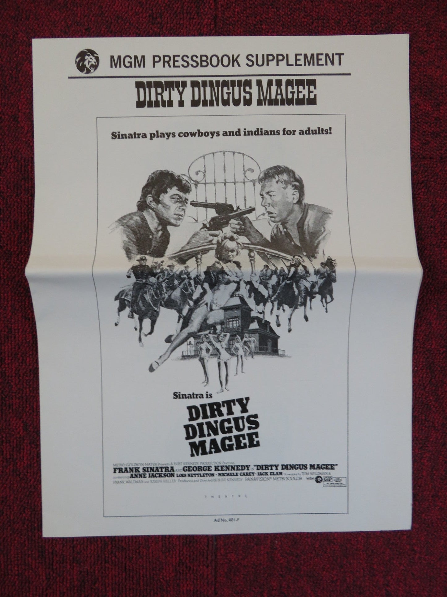 DIRTY DINGUS MAGEE - FOLDED PRESSBOOK + EXTRAS UNCUT MGM FRANK SINATRA 1970 Rendezvous Cinema Movie posters