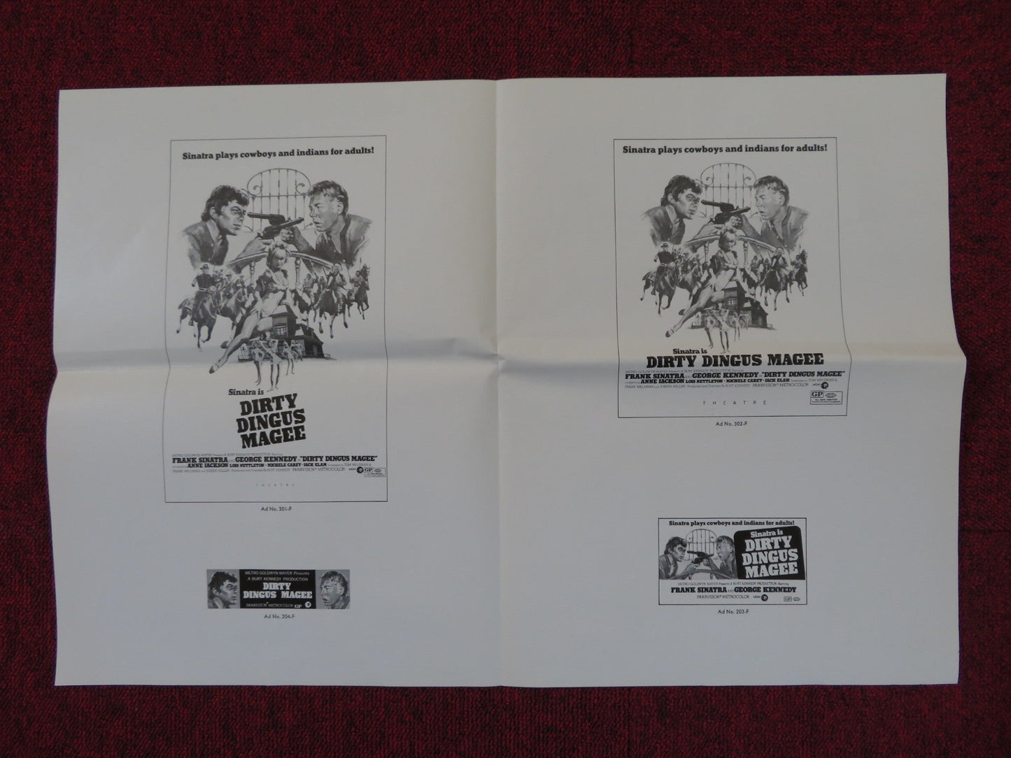 DIRTY DINGUS MAGEE - FOLDED PRESSBOOK + EXTRAS UNCUT MGM FRANK SINATRA 1970 Rendezvous Cinema Movie posters