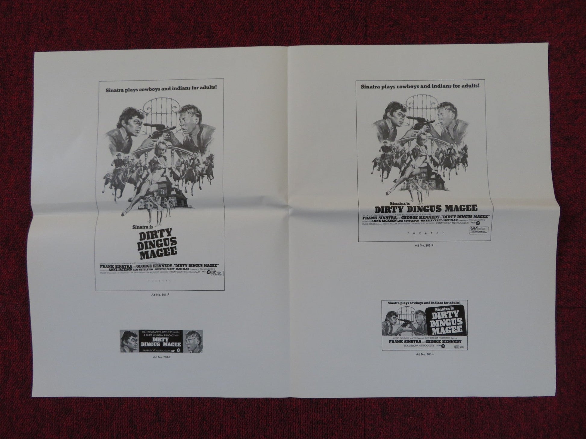 DIRTY DINGUS MAGEE - FOLDED PRESSBOOK + EXTRAS UNCUT MGM FRANK SINATRA 1970 Rendezvous Cinema Movie posters