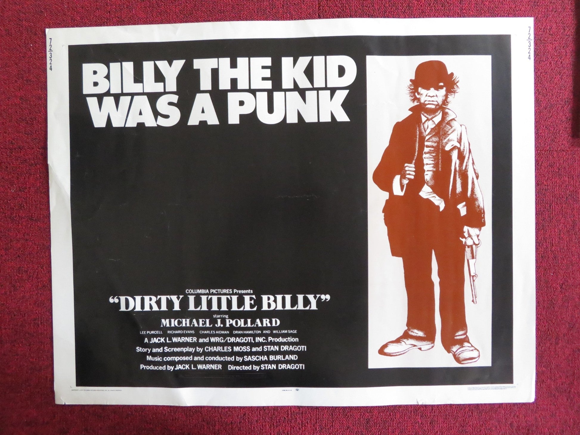 DIRTY LITTLE BILLY US HALF SHEET (22"x 28") POSTER MICHAEL J. POLLARD 1972 Rendezvous Cinema Movie posters