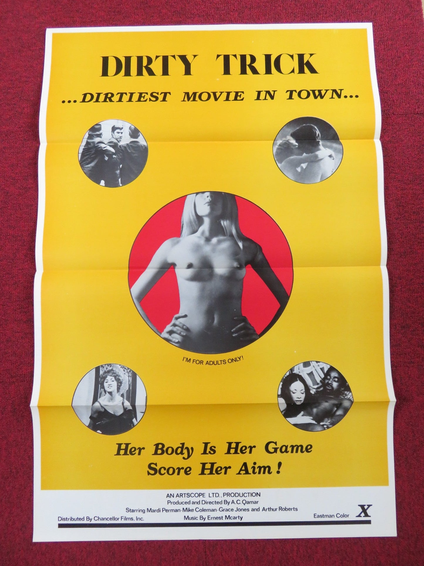 DIRTY TRICK / Deadly Vengeance US TRI FOLDED ONE SHEET ROLLED POSTER 1972 Rendezvous Cinema Movie posters