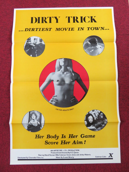 DIRTY TRICK / Deadly Vengeance US TRI FOLDED ONE SHEET ROLLED POSTER 1972 Rendezvous Cinema Movie posters
