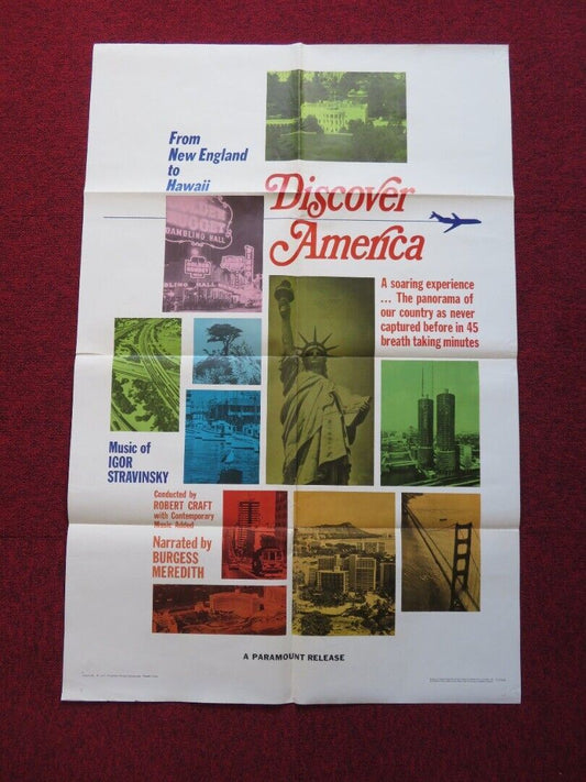 DISCOVER AMERICA FOLDED US ONE SHEET POSTER BURGESS MEREDITH 1967 Movie posters