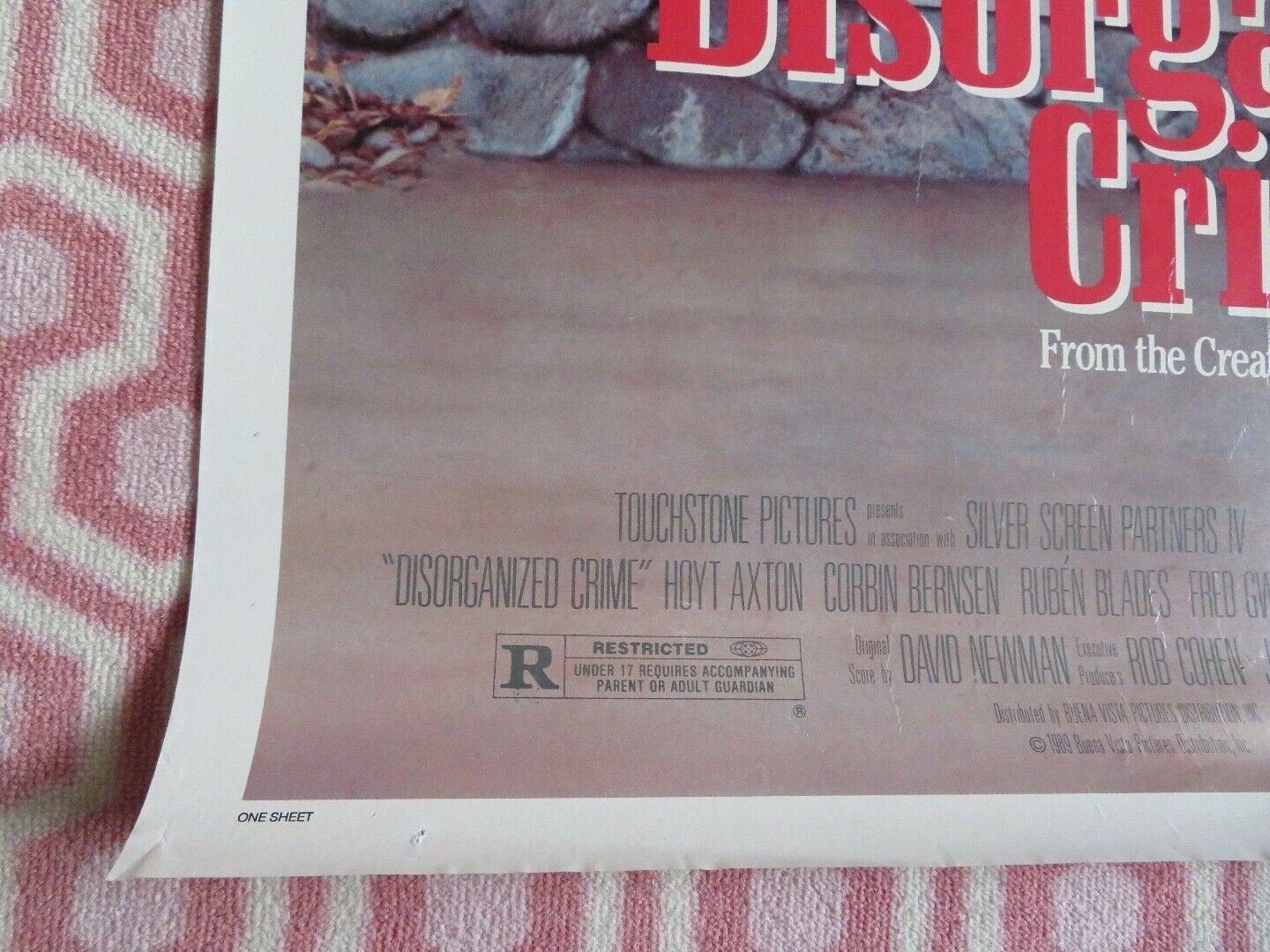 DISORGANIZED CRIME ONE SHEET ROLLED POSTER HOYT AXTON 1989 Movie posters