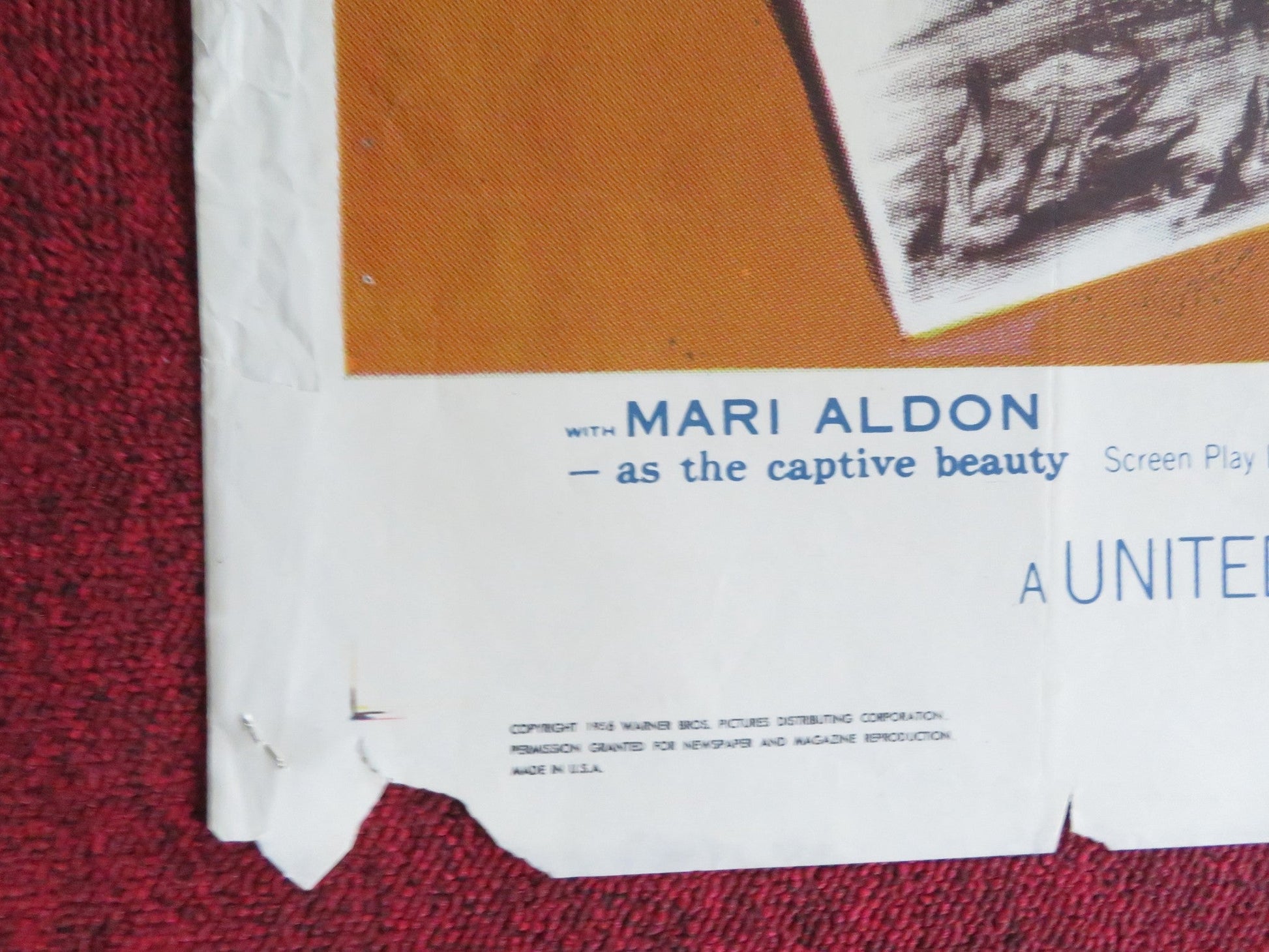 DISTANT DRUMS FOLDED US ONE SHEET POSTER GARY COOPER MARI ALDON 1956 Rendezvous Cinema Movie posters