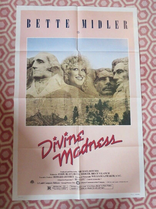 DIVINE MADNESS STYLE A FOLDED US ONE SHEET POSTER BETTE MIDLER JERRY BLATT 1980 Movie posters
