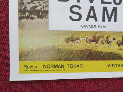 DIVLJI SAM / SAVAGE SAM YUGOSLAVIAN (19.5"x 27.5") POSTER BRIAN KEITH 1963 Movie posters