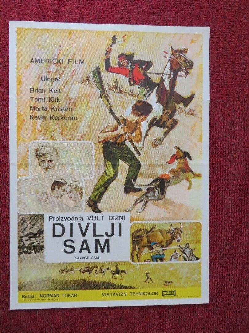 DIVLJI SAM / SAVAGE SAM YUGOSLAVIAN (19.5"x 27.5") POSTER BRIAN KEITH 1963 Movie posters