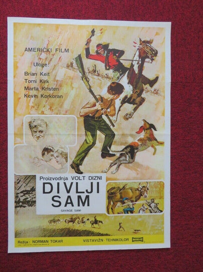 DIVLJI SAM / SAVAGE SAM YUGOSLAVIAN (19.5"x 27.5") POSTER BRIAN KEITH 1963 Movie posters