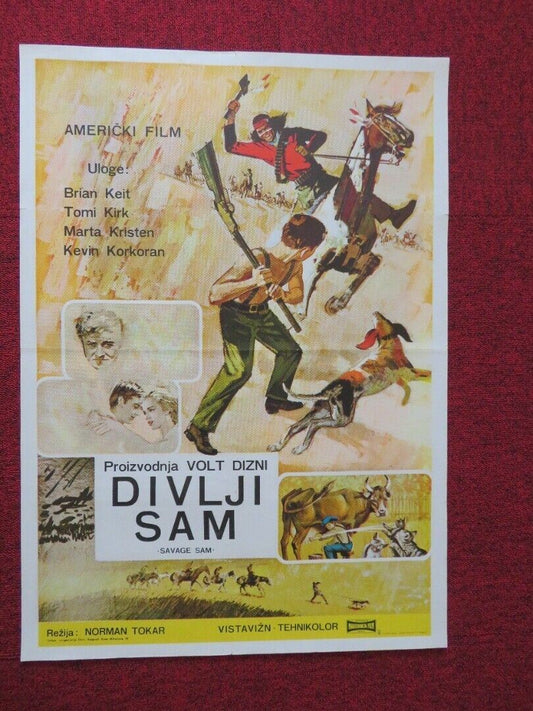 DIVLJI SAM / SAVAGE SAM YUGOSLAVIAN (19.5"x 27.5") POSTER BRIAN KEITH 1963 Movie posters