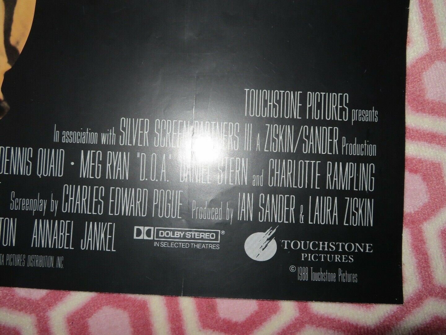 D.O.A FOLDED US ONE SHEET POSTER DENNIS QUAID MEG RYAN 1988 Movie posters