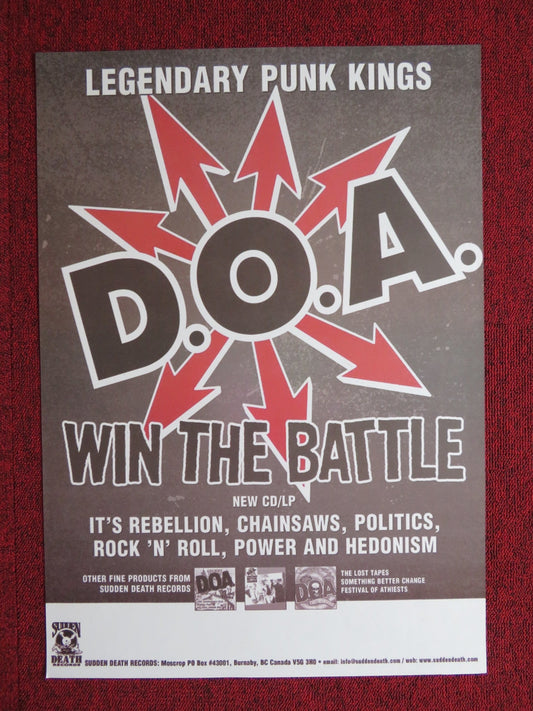 D.O.A US MUSIC PROMO POSTER ALBUM POSTER 2002 Rendezvous Cinema Movie posters