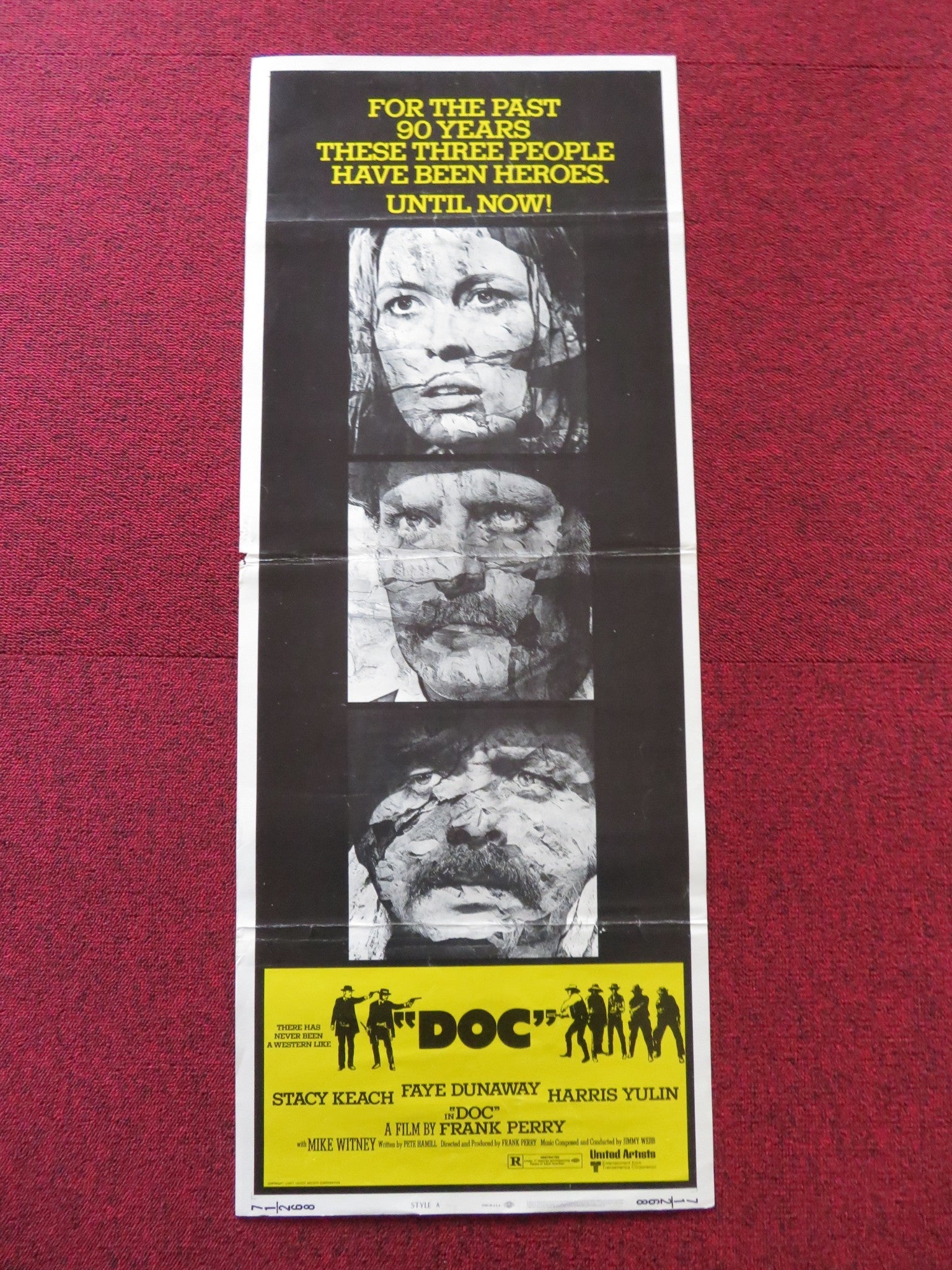 DOC STYLE A US INSERT (14"x 36") POSTER STACY KEACH FAYE DUNAWAY 1971 Rendezvous Cinema Movie posters