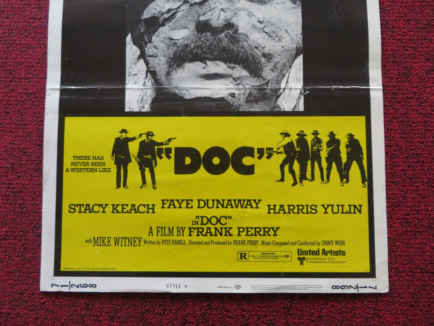 DOC STYLE A US INSERT (14"x 36") POSTER STACY KEACH FAYE DUNAWAY 1971 Rendezvous Cinema Movie posters