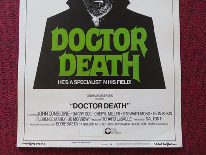 DOCTOR DEATH US INSERT (14"x 36") POSTER JOHN CONSIDINE BARRY COE 1973 Rendezvous Cinema Movie posters