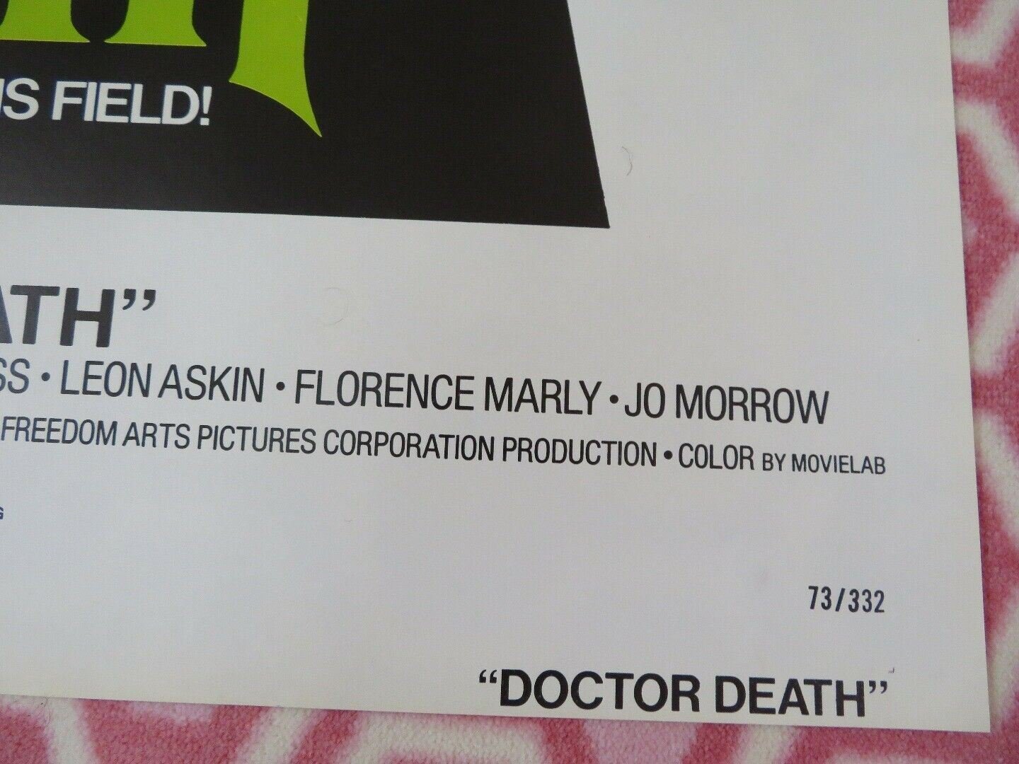 DOCTOR DEATH US ONE SHEET POSTER JOHN CONSIDINE LEON ASKIN HORROR Movie posters