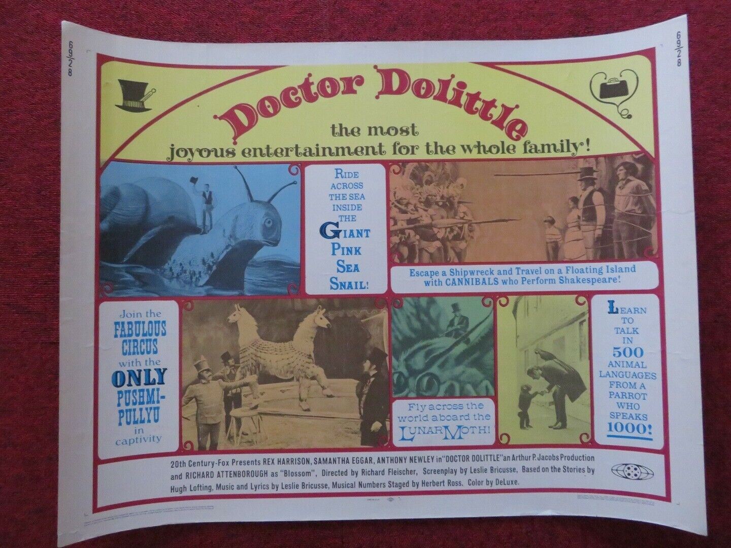 DOCTOR DOLITTLE US HALF SHEET (22"x 28") POSTER REX HARRISON 1969 Movie posters