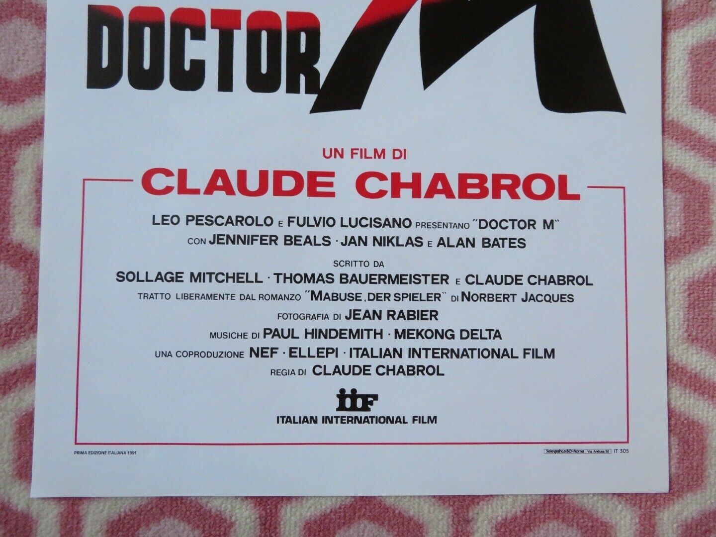 DOCTOR M / Dr. M ITALIAN LOCANDINA (27.5"x13") POSTER ALAN BATES 1991 Movie posters