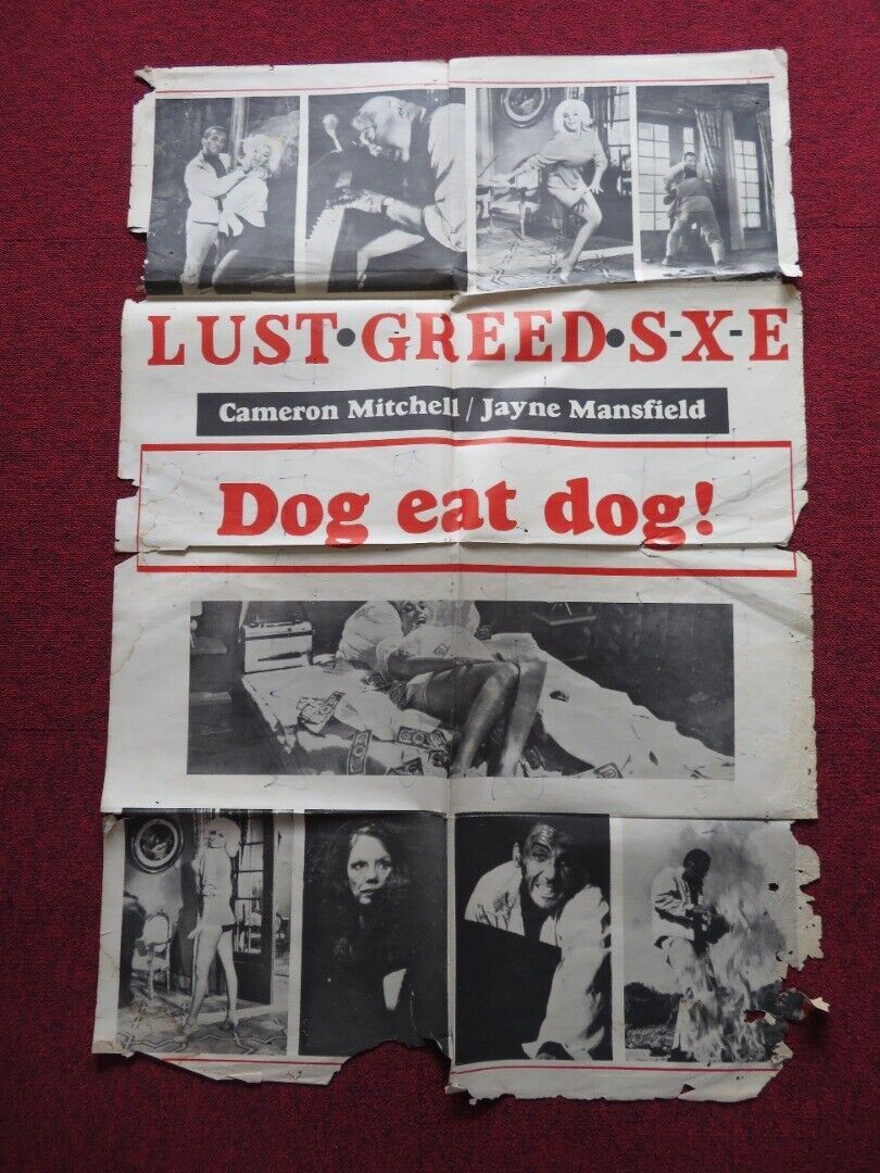 DOG EAT DOG! / WHEN STRANGERS MEET FOLDED US ONE SHEET POSTER J. MANSFIELD 1964 Movie posters
