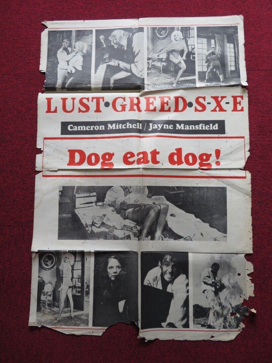DOG EAT DOG! / WHEN STRANGERS MEET FOLDED US ONE SHEET POSTER J. MANSFIELD 1964 Movie posters