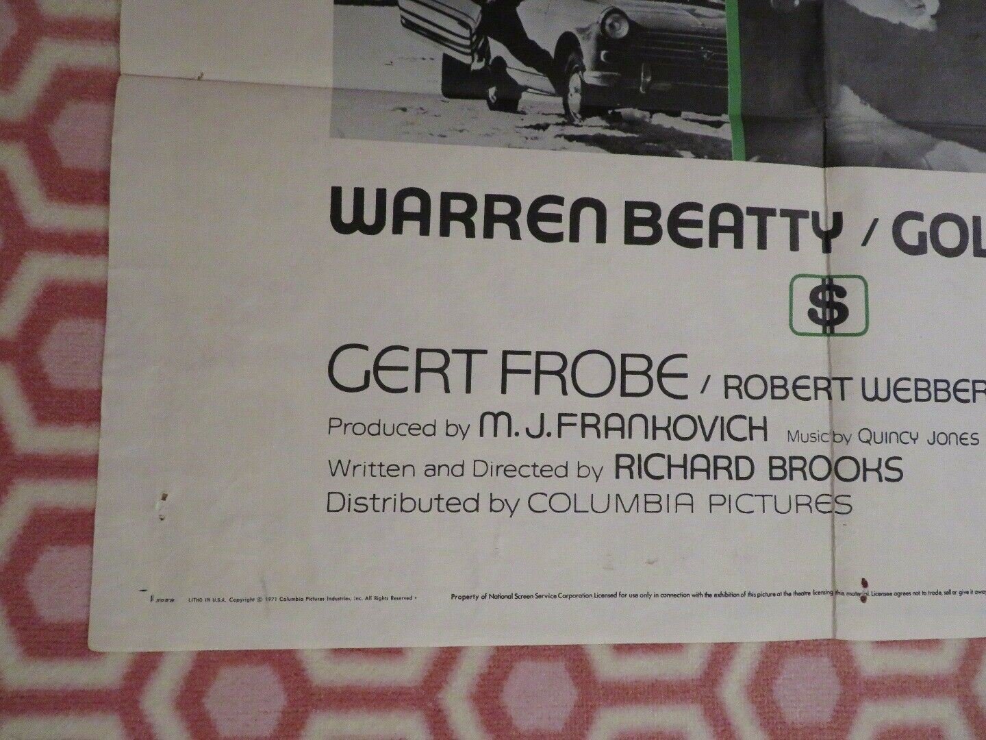 DOLLAR $ US ONE SHEET POSTER WARREN BEATTY GOLDIE HAWN GERT FROBE Rendezvous Cinema Movie posters