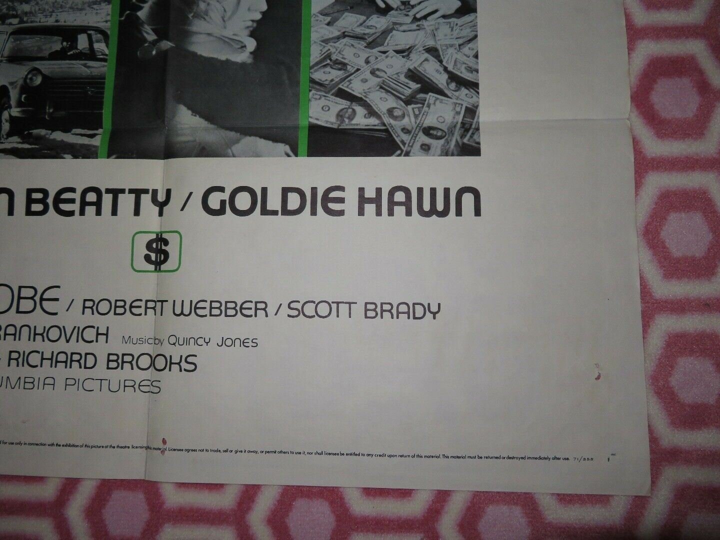 DOLLAR $ US ONE SHEET POSTER WARREN BEATTY GOLDIE HAWN GERT FROBE Rendezvous Cinema Movie posters