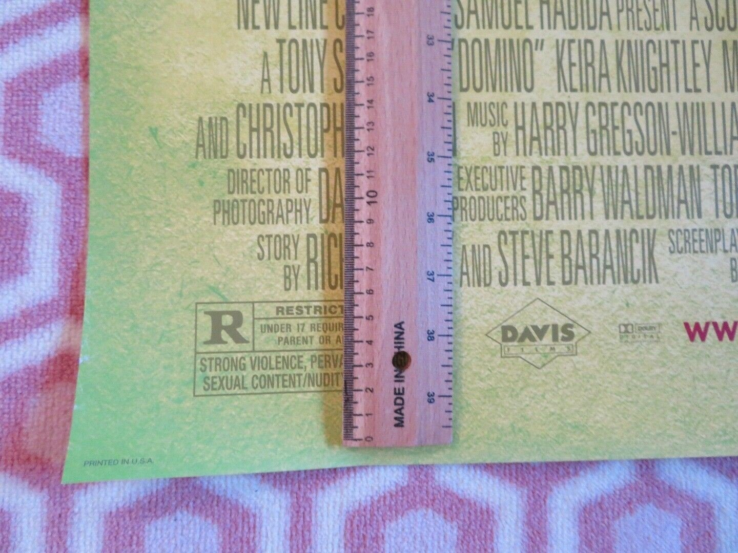 DOMINO US ROLLED POSTER TONY SCOTT KEIRA KNIGHTLEY 2005 Movie posters