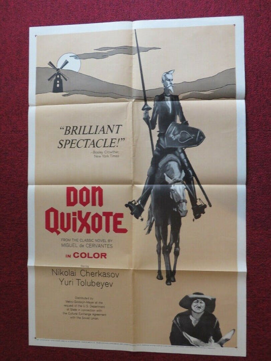 DON QUIXOTE FOLDED US ONE SHEET POSTER NIKOLAI CHERKASOV YURI TOLUBEYEV 1961 Movie posters
