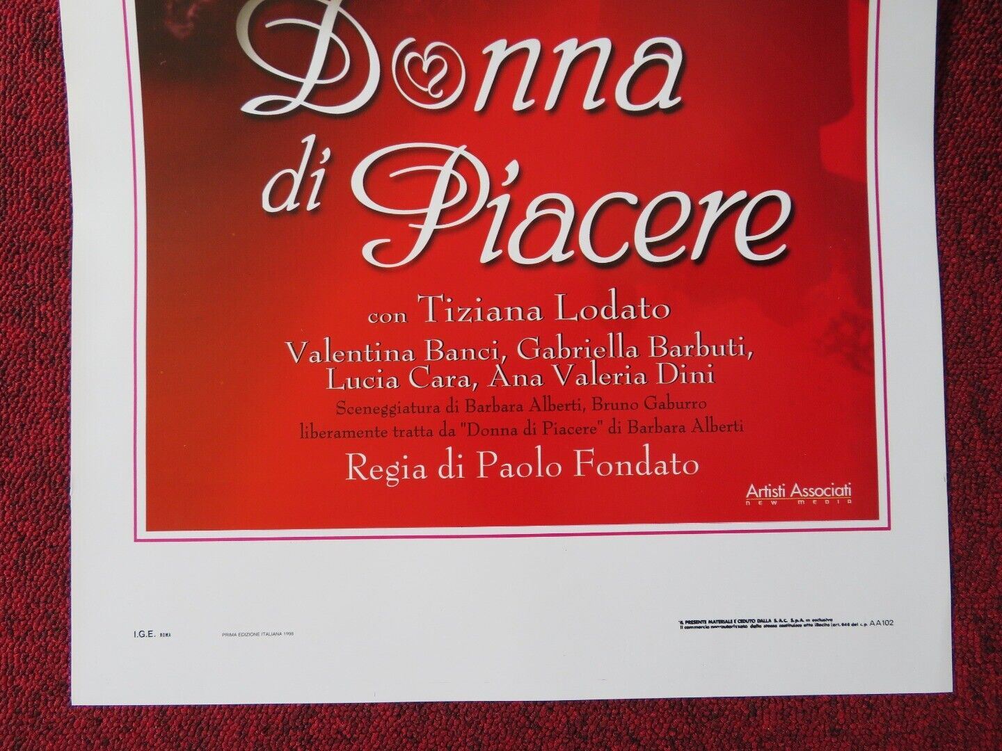 DONNA DI PIACERE ITALIAN LOCANDINA (27.5"x13") POSTER ANTINI CNECI 1998 Movie posters