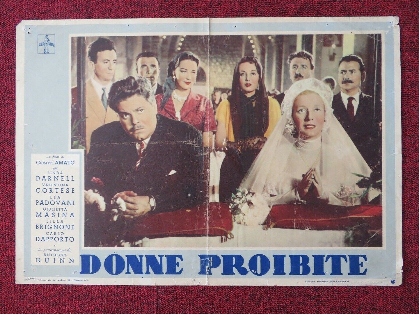 DONNE PROIBITE / ANGELS OF DARKNESS ITALIAN FOTOBUSTA POSTER LINDA DARNELL 1954 Movie posters