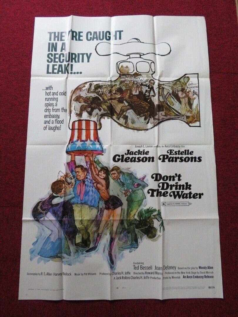 DON'T DRINK THE WATER FOLDED US ONE SHEET POSTER JACKIE GLEASON E. PARSONS 1969 Movie posters