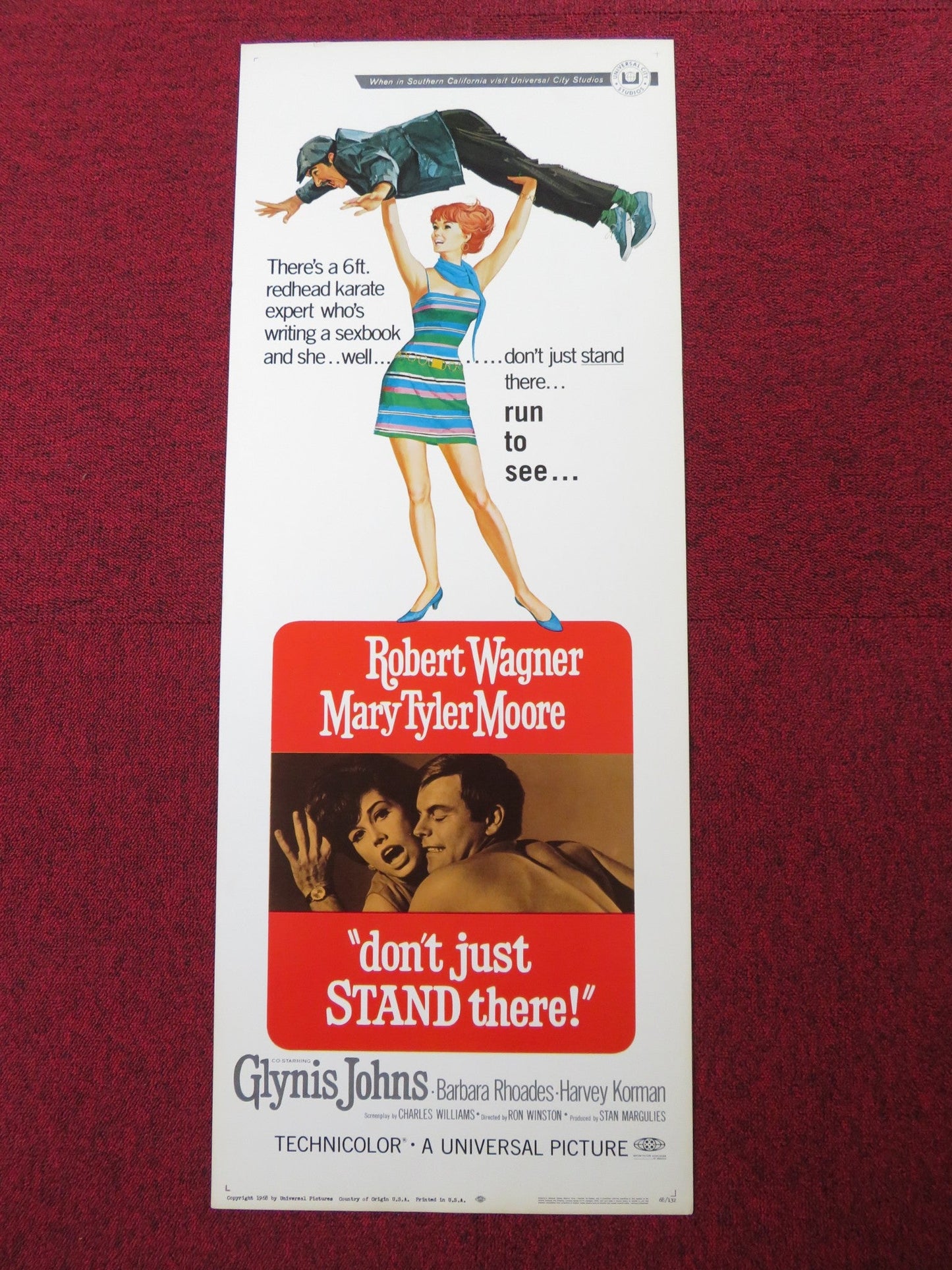 DON'T JUST STAND THERE US INSERT (14"x 36") POSTER R. WAGNER TYLER MOORE 1968 Rendezvous Cinema Movie posters