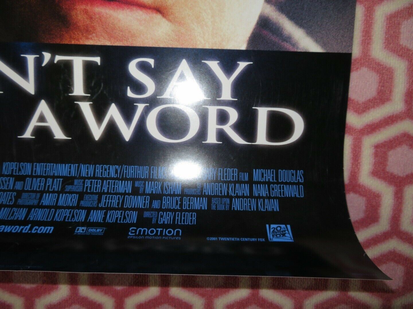 DON'T SAY A WORD US ONE SHEET ROLLED POSTER MICHAEL DOUGLAS 2001 - Rendezvous Cinema