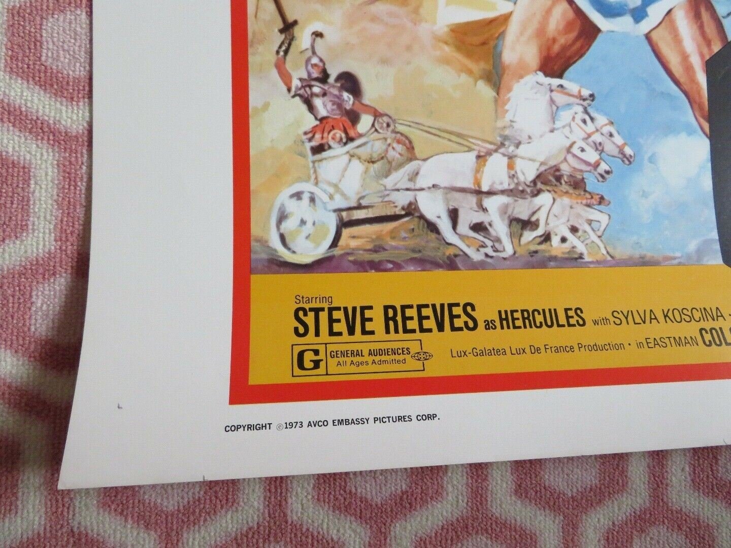 DOUBLE BILL HERCULES HERCULES UNCHAINED 30"x 40" ON CARD ROLLED POSTER 1973 Movie posters