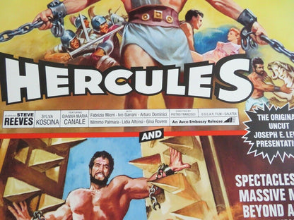 DOUBLE BILL HERCULES HERCULES UNCHAINED 30"x 40" ON CARD ROLLED POSTER 1973 Movie posters