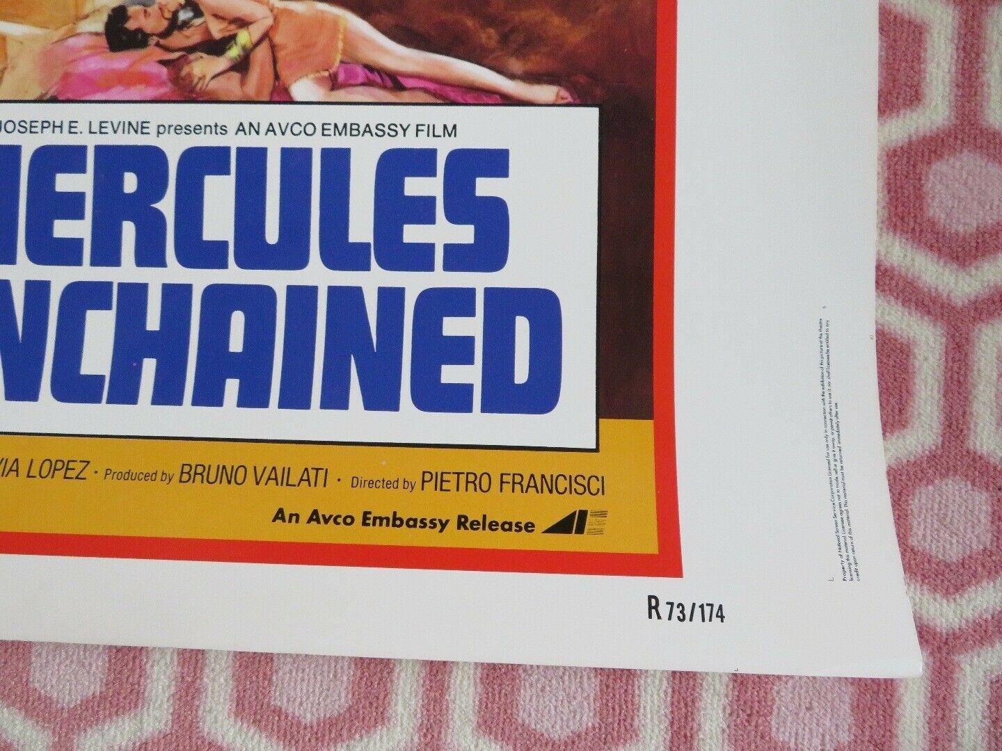 DOUBLE BILL HERCULES HERCULES UNCHAINED 30"x 40" ON CARD ROLLED POSTER 1973 Movie posters