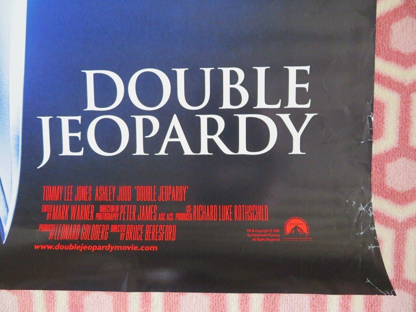 DOUBLE JEOPARDY ONE SHEET ROLLED POSTER TOMMY LEE JONES ASHLEY JUDD 1999 Movie posters