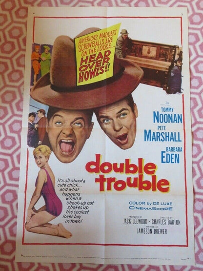 DOUBLE TROUBLE /SWINGIN' ALONG FOLDED US ONE SHEET POSTER TOMMY NONAN 1961 Movie posters